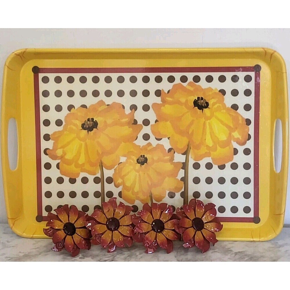 Kitchen Serving Tray Decor Sunflower By Soraya & Napkin Rings Country Farmhouse